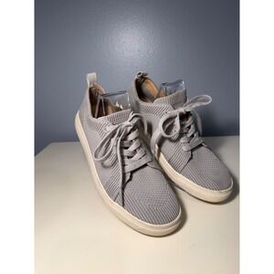 Lucky Brand Women Gray Knit Lace Up Sneakers Shoes Size 7.5M